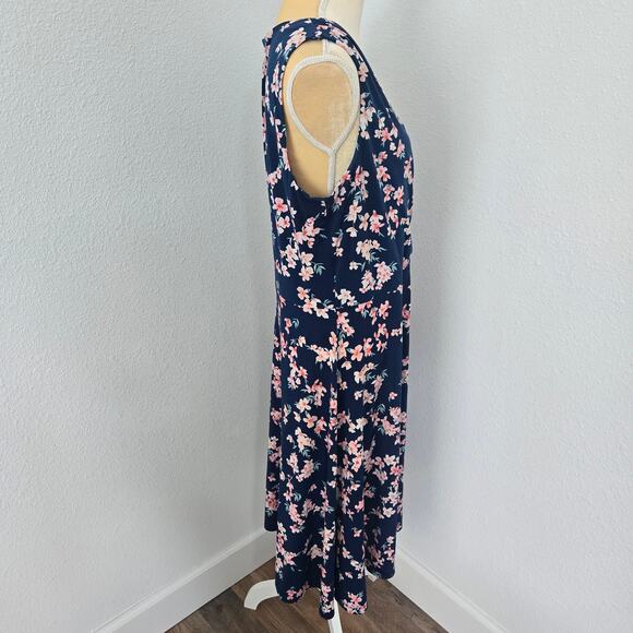 Jessica Howard Women's Size 16 Sleeveless Navy & Pink Floral Spring Dress - Picture 9 of 11